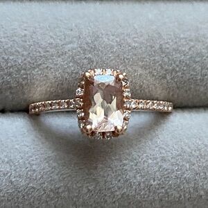 Macy's Rose Gold Ring with White Gemstone
14k  
Morganite with smaller Diamond